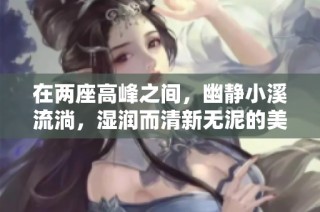 在两座高峰之间，幽静小溪流淌，湿润而清新无泥的美丽境界