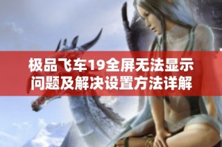 极品飞车19全屏无法显示问题及解决设置方法详解