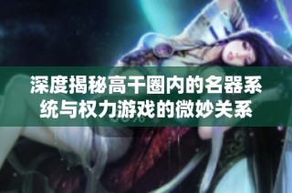 深度揭秘高干圈内的名器系统与权力游戏的微妙关系