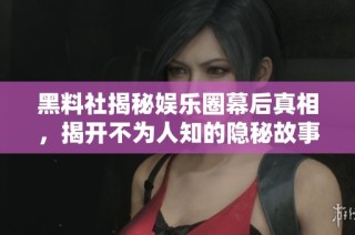 黑料社揭秘娱乐圈幕后真相，揭开不为人知的隐秘故事