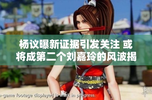 杨议曝新证据引发关注 或将成第二个刘嘉玲的风波揭秘