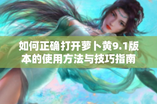 如何正确打开萝卜黄9.1版本的使用方法与技巧指南