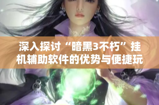 深入探讨“暗黑3不朽”挂机辅助软件的优势与便捷玩家体验
