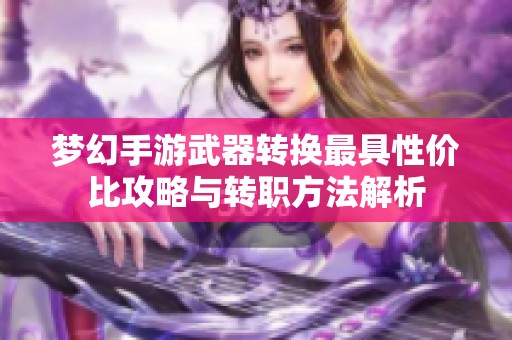 梦幻手游武器转换最具性价比攻略与转职方法解析